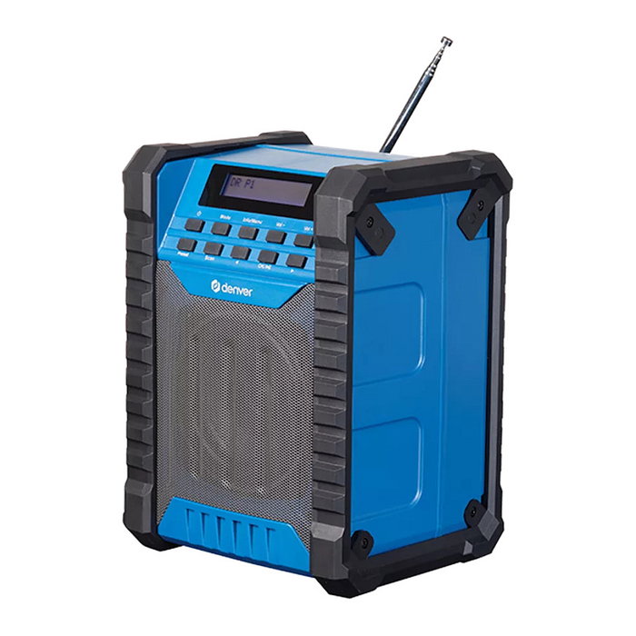 Denver WRD-60 Radio DAB+/FM/BT Portátil, 10W, IP54, Batería 2000 mAh, Negro/Azul