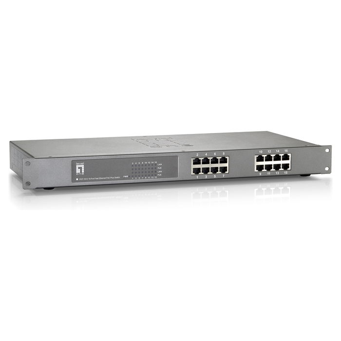 Level One Switch FEP-1612W150 16 Puertos PoE+ Gigabit Ethernet 150W 19" Rackmontable