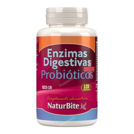 NATURBITE Enzimas Digestivas + Probioticos 120 Cápsulas - Ayuda a la Digestión con 9 Cepas Bacterianas