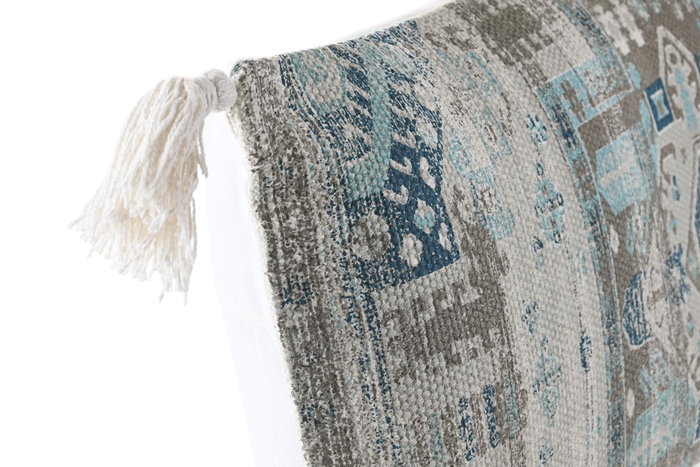 DKD Home Decor Cojín Algodón 60x10x30 con Flecos Azul y Beige