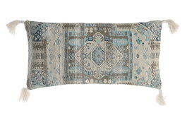 DKD Home Decor Cojín Algodón 60x10x30 con Flecos Azul y Beige