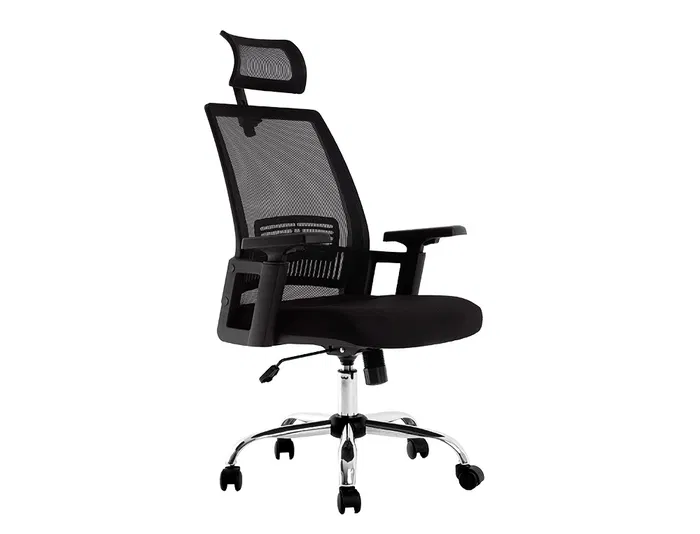 Q-connect Silla de Dirección Ergonómica con Respaldo Alto y Reposacabezas Ajustable, Base Metálica, Color Negro Q-connect Silla de Dirección Ergonómica con Respaldo Alto y Reposacabezas Ajustable, Base Metálica, Color Negro
