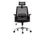 Q-connect Silla de Dirección Ergonómica con Respaldo Alto y Reposacabezas Ajustable, Base Metálica, Color Negro