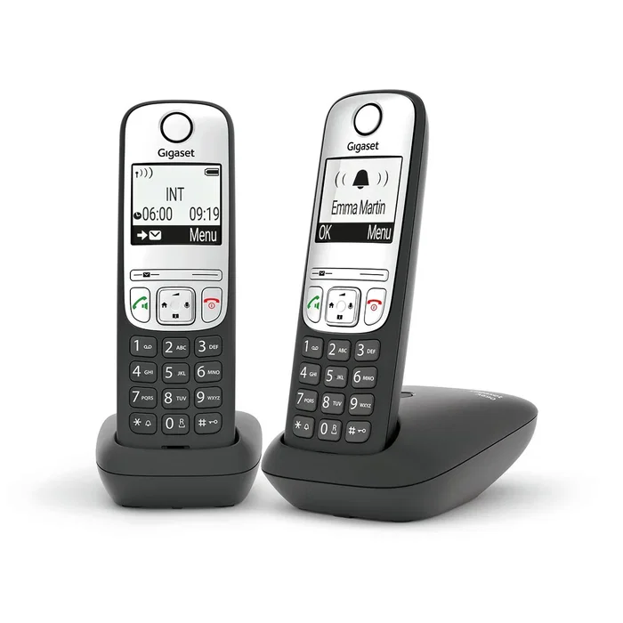 Gigaset A690 Duo Teléfono Analógico Inalámbrico con Pack de 2 Handsets, Negro y Plata Gigaset A690 Duo Teléfono Analógico Inalámbrico con Pack de 2 Handsets, Negro y Plata