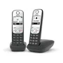 Gigaset A690 Duo Teléfono Analógico Inalámbrico con Pack de 2 Handsets, Negro y Plata