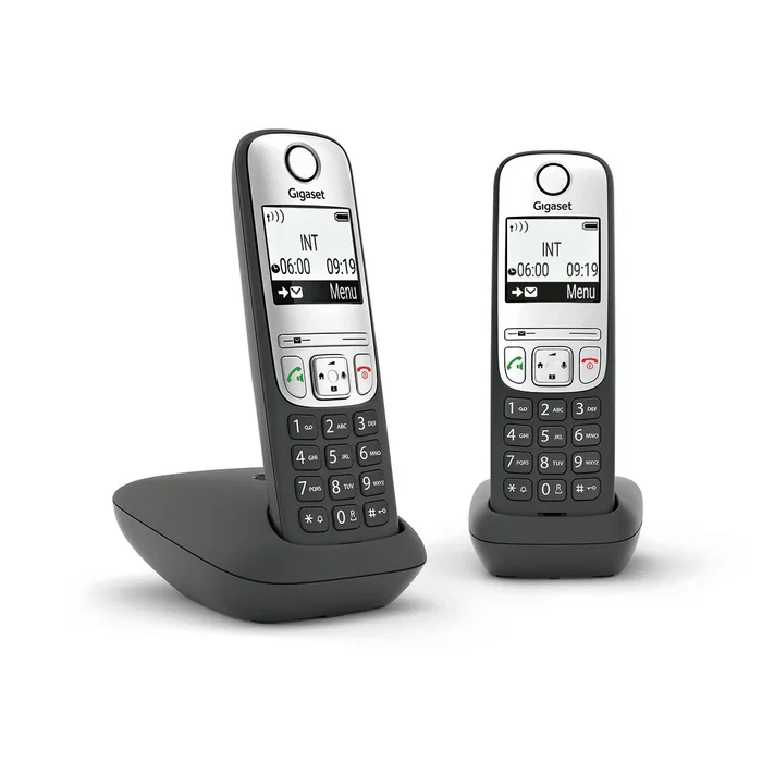 Gigaset A690 Duo Teléfono Analógico Inalámbrico con Pack de 2 Handsets, Negro y Plata Gigaset A690 Duo Teléfono Analógico Inalámbrico con Pack de 2 Handsets, Negro y Plata