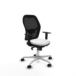 PIQUERAS Y CRESPO Silla de oficina Jorquera con mecanismo Sincro, Tela Blanca y Malla Negra