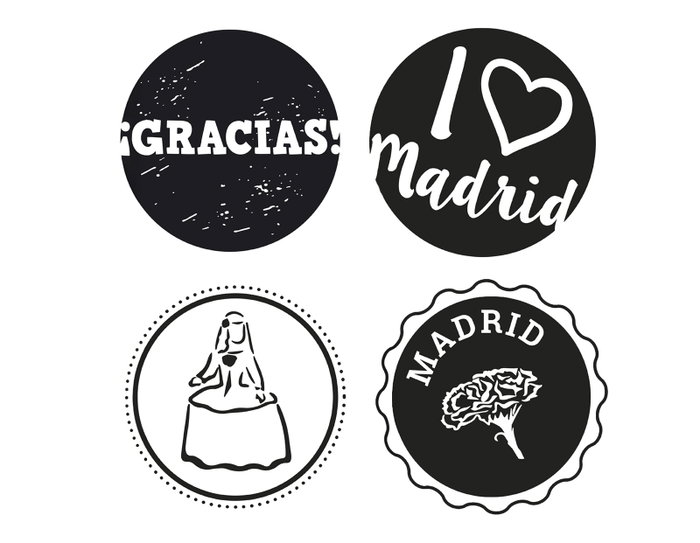 Innspiro Kit 4 Sellos Madera y 1 Tinta Rojo 'Madrid Emocional'