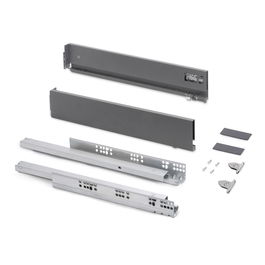 Emuca Cajón exterior Vertex con regulación 3D de altura 93mm, 40kg, profundidad 400mm, Acero, Gris antracita