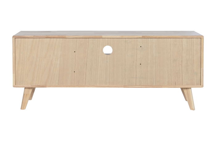 DKD Home Decor Mueble TV Scandi Natural 120 x 48 x 30 cm Rubberwood y Ratán