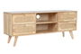 DKD Home Decor Mueble TV Scandi Natural 120 x 48 x 30 cm Rubberwood y Ratán