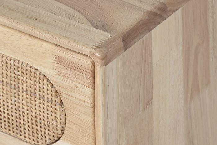 DKD Home Decor Mueble TV Scandi Natural 120 x 48 x 30 cm Rubberwood y Ratán