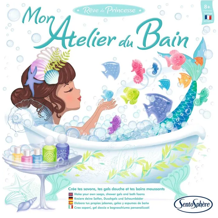Sentosphere Atelier Du Bain Kit para hacer jabones y baños de burbujas con colores marinos y aromas florales, a partir de 7 años