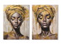 DKD Home Decor Cuadro Lienzo MDF Africana 2 Surtido 90x3x120 cm