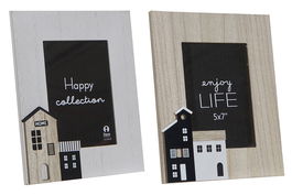 DKD Home Decor Marco de Foto 10x15 Scandi Blanco Natural Mdf 21.5x26.5 cm (6 Unidades)