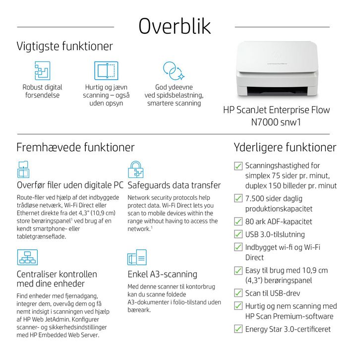HP ScanJet Enterprise Flow N7000 snw1 Escáner de Alto Volumen para Oficina