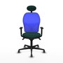 PIQUERAS Y CRESPO Silla de oficina Jorquera, mecanismo Sincro, Verde botella/Azul