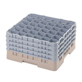 CAMBRO - 36S900-184 - Cesta de lavado 36 comp. 4 alturas - 7,2 cm Ø máx. - alt. máx. 24,1 cm - 50 x 50 x 26,7 cm - Beige
