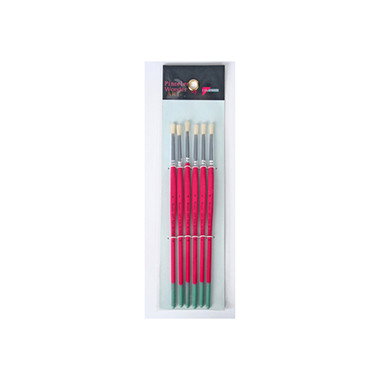 Pryse 6121004 Juego de Pinceles para Bellas Artes, Pincel Plano, 6 Piezas, Color Verde, Rosa, Plata Pryse 6121004 Juego de Pinceles para Bellas Artes, Pincel Plano, 6 Piezas, Color Verde, Rosa, Plata