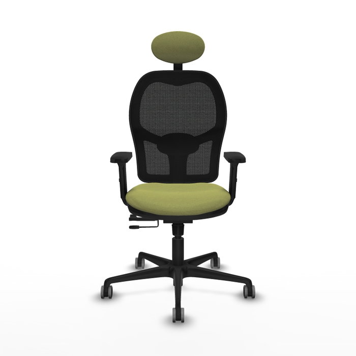 PIQUERAS Y CRESPO Silla de oficina Jorquera con mecanismo Sincro/Traslack, Verde oliva y Negro