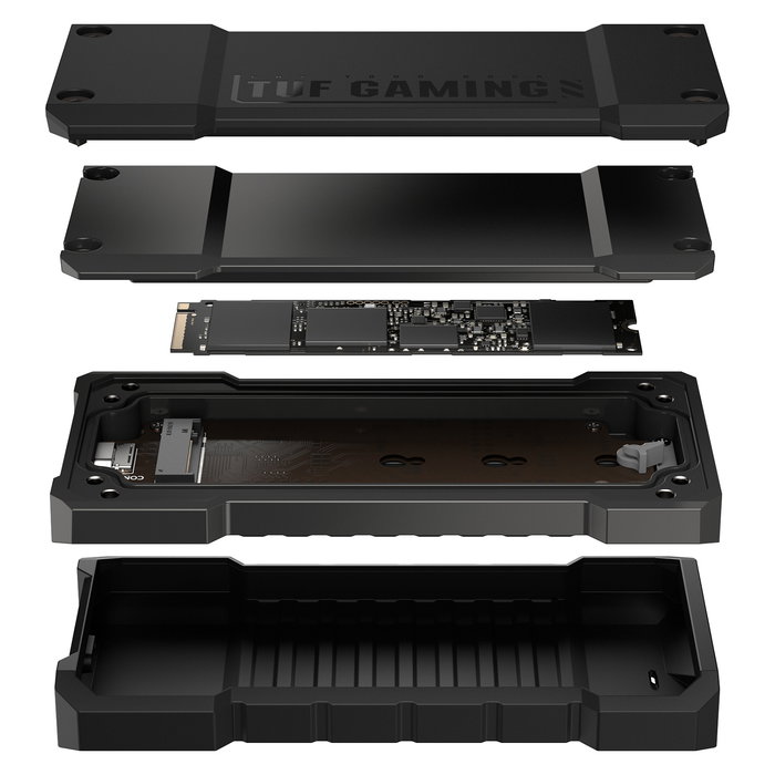 ASUS TUF Gaming A2 Caja Externa SSD NVMe M.2 USB 3.2 Gen 2x2 20 Gbit/s IP68 Compatible PS5 Xbox PCIe SATA Hasta 4 TB Negro