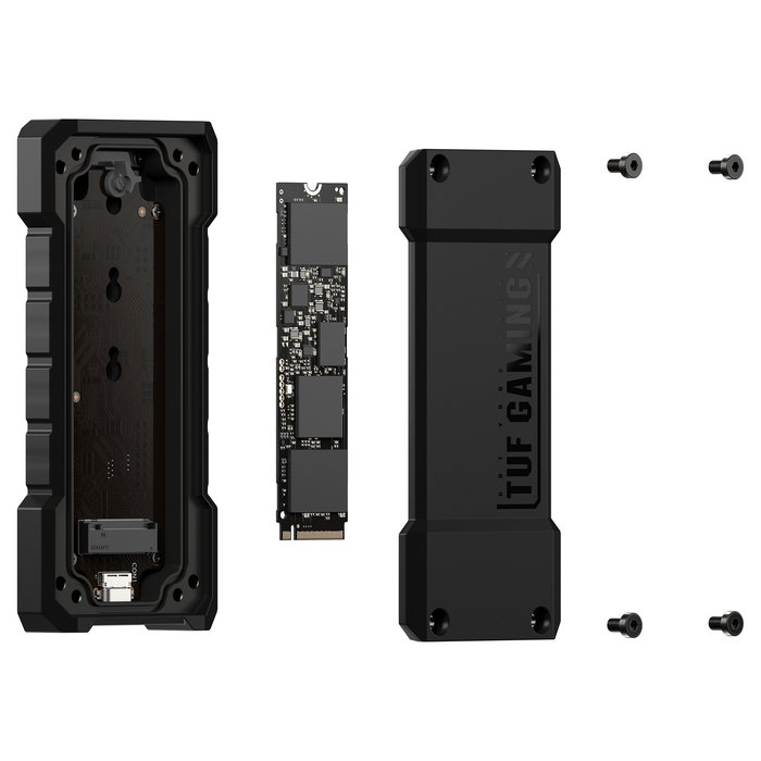 ASUS TUF Gaming A2 Caja Externa SSD NVMe M.2 USB 3.2 Gen 2x2 20 Gbit/s IP68 Compatible PS5 Xbox PCIe SATA Hasta 4 TB Negro
