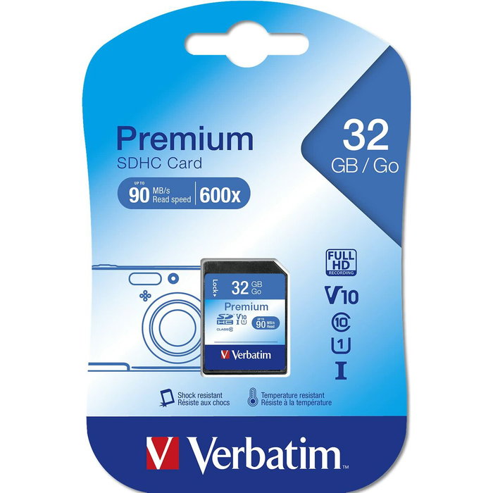 Verbatim Premium Tarjeta SDHC 32 GB Clase 10 90MB/s Verbatim Premium Tarjeta SDHC 32 GB Clase 10 90MB/s