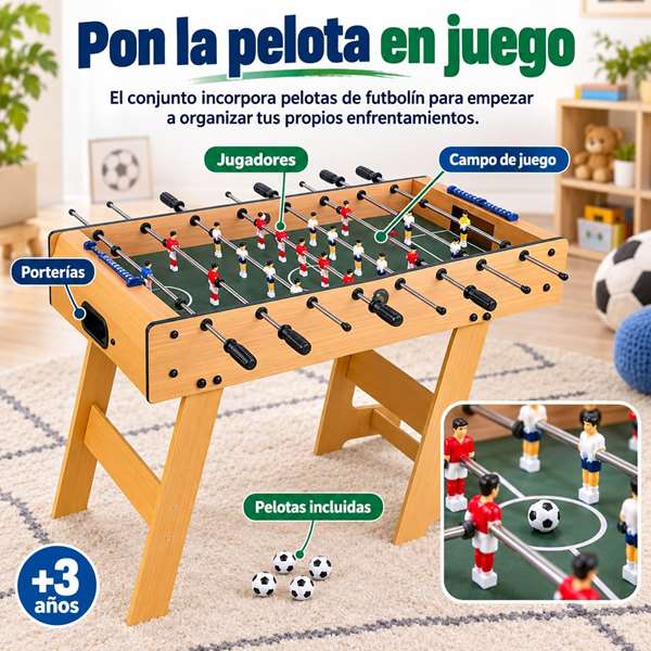 JugaToys Futbolín de madera 121x161x86cm