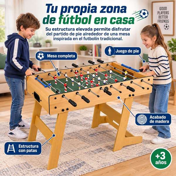 JugaToys Futbolín de madera 121x161x86cm
