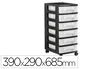 Archivo 2000 Cajonera 2000 6 Cajones Transparentes 6 Litros Carcasa Negra con Ruedas 390x290x685 mm