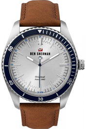 Ben Sherman WBS114UT con correa de cuero marrón y caja gris