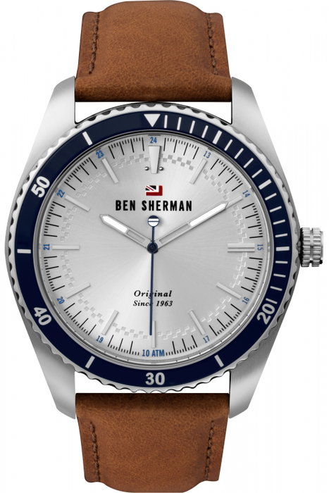 Ben Sherman WBS114UT con correa de cuero marrón y caja gris Ben Sherman WBS114UT con correa de cuero marrón y caja gris