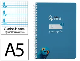 Liderpapel Cuaderno Espiral Pautaguía A5 Azul