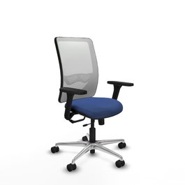 PIQUERAS Y CRESPO Silla de oficina Zulema con mecanismo Sincro/Traslack, Azul marino y Blanco