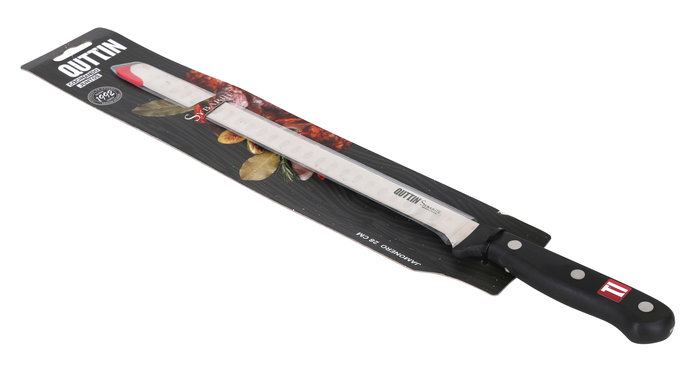 Quttin Cuchillo Jamonero Sybarite, Longitud 28 cm, Hoja de Acero Inoxidable, Con Alveolo (8 Unidades)