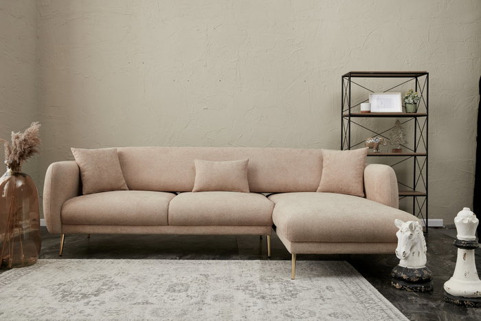 Atelier Del Sofa Sofá-Cama Esquinero Simena Right Beige Modular Confortable Elegante