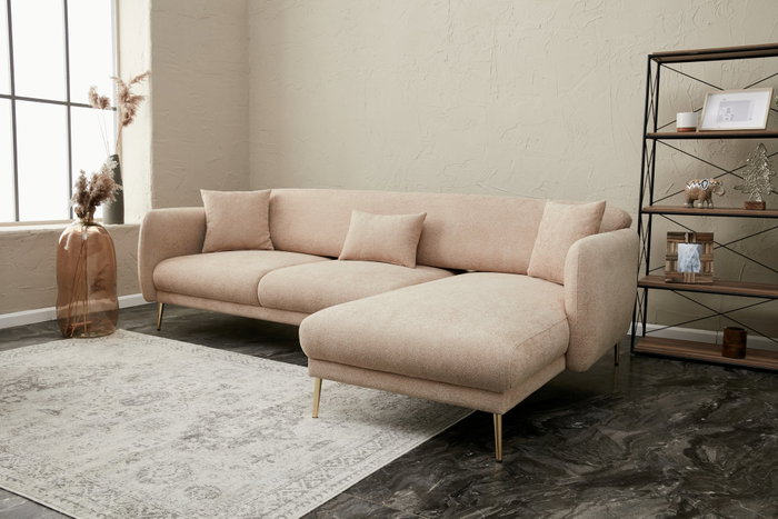 Atelier Del Sofa Sofá-Cama Esquinero Simena Right Beige Modular Confortable Elegante