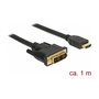 DeLOCK 85582 Cable Adaptador DVI-D 18+1 Macho a HDMI-A Macho 1 m Negro, Resolución 1920x1200, 3.96 Gbit/s, Blindaje Triple