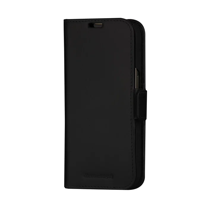 Dbramante1928 Copenhagen Funda Folio para Apple iPhone 15 Pro - Negro, Cuero de Grano Entero, con 3 Bolsillos para Tarjetas, Resistente al Polvo y Rayones