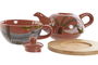 DKD Home Decor Tetera Boho Colección Calima 2023 Terracota Beige Dolomita Set 2 Piezas 750ml Apto Microondas y Lavavajillas 13 x 15 x 18 cm