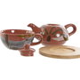 DKD Home Decor Tetera Boho Colección Calima 2023 Terracota Beige Dolomita Set 2 Piezas 750ml Apto Microondas y Lavavajillas 13 x 15 x 18 cm