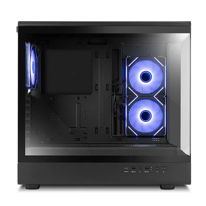 NOX Hummer Signal NXHUMMERSIGNALBK Caja Semitorre Midi Tower PC Negro con Cristal Templado Frameless, Zona ARGB Frontal, USB Tipo-C, Soporta GPU de 420mm