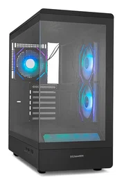 NOX Hummer Signal NXHUMMERSIGNALBK Caja Semitorre Midi Tower PC Negro con Cristal Templado Frameless, Zona ARGB Frontal, USB Tipo-C, Soporta GPU de 420mm