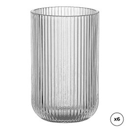 Ovenza Vaso de cristal con rayas en relieve 430 ml, 6 uds