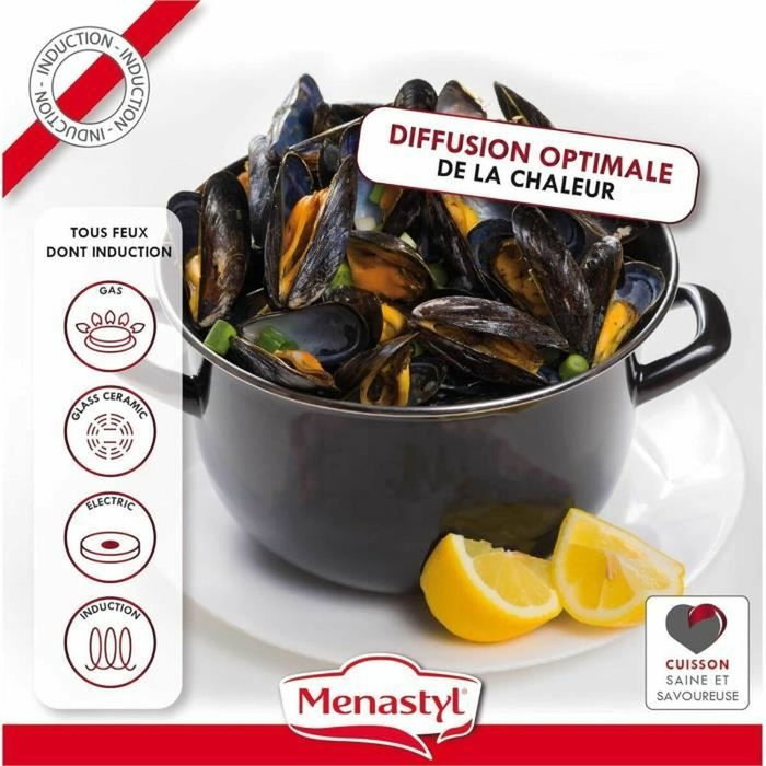 Menastyl Olla con moldes Mejillón 2.7L Negro