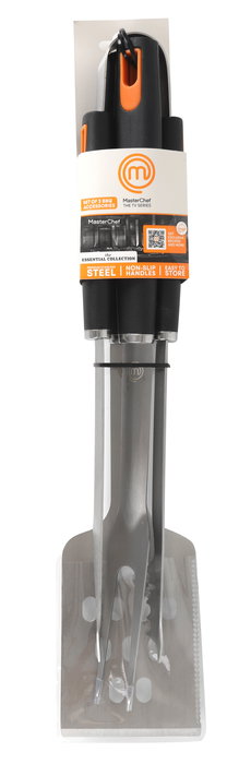 Masterchef Set 3 Utensilios Barbacoa para Cocinar al Aire Libre con Mango Largo y Diseño Robusto (12 Cajas)