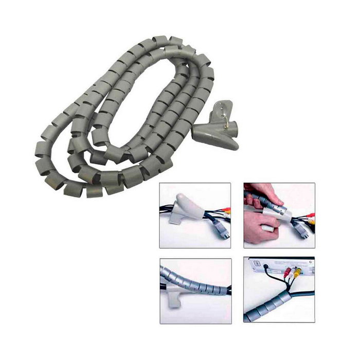 Edm Organizador de cables gris ø25 mm x 2 m