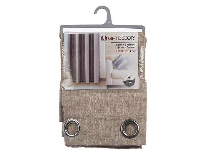 Giftdecor Cortina 140 x 260 cm con 8 Anillas, Beige, Poliéster (Set de 6) Giftdecor Cortina 140 x 260 cm con 8 Anillas, Beige, Poliéster (Set de 6)