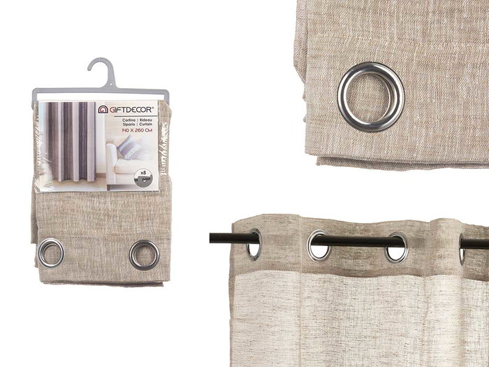Giftdecor Cortina 140 x 260 cm con 8 Anillas, Beige, Poliéster (Set de 6) Giftdecor Cortina 140 x 260 cm con 8 Anillas, Beige, Poliéster (Set de 6)