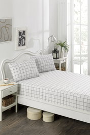 L'essentiel linge de maison Juego de Sábanas Doble Gris Algodón Poliéster 160x200 cm 120 Hilos Artus